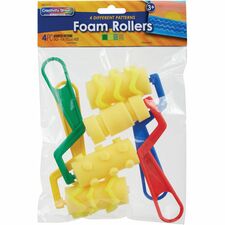 Creativity Street Foam Pattern Paint Rollers Plastic Handle - 4 / Set