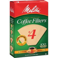 Melitta Super Premium No. 4 Coffee Filters Gluten-free, Double Crimped, Disposable, Burst Resistant, Tear Resistant - 100 / Pack - Brown