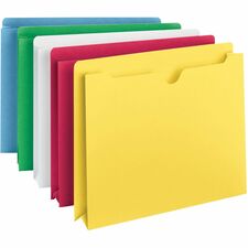 Smead Colored Straight Tab Cut Letter Recycled File Jacket 8 1/2" x 11" - 2" Expansion - 11 pt. - 2 Plys - Blue, Green, Red, White, Yellow - Slip Resistant, Reinforced Tab - 10% Recycled - 10 / Pack