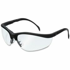 MCR Safety Klondike Safety Glasses Ultraviolet Protection - Clear Lens - Matte Black Frame - Lightweight - 1 Each