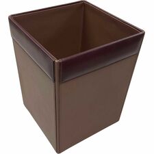 Dacasso Wastebasket Square - 12" Height x 9.5" Width x 9.5" Depth - Leather - 1 Each