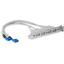 StarTech.com 4 Port USB A Female Slot Plate Adapter - USB panel - 4 pin USB Type A (F) 4 x 4-pin USB 2.0 Type A - Female - 2 x 10-pin IDC USB Header - Female - 1 Each