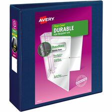 Avery&reg; Durable View 3 Ring Binder, 3" Slant Rings, 1 Blue Binder (17044) 3" Binder Capacity - Letter - 8 1/2" x 11" Sheet Size - 600 Sheet Capacity - 635 Ring(s) - Fastener(s): Slant Ring - Pocket(s): 2, Internal - Polypropylene - Blue - Adhesive, Dur