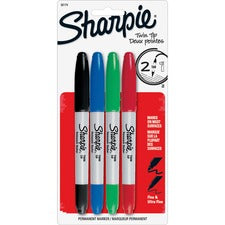 Sharpie Twin-Tip Markers 1 mm Ultra Fine, 0.3 mm Fine Marker Point - Black, Red, Blue, Green Ink - Alcohol Based - 4 / Set