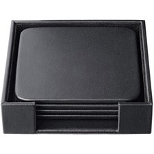 Dacasso Leather Coasters - Set of 4 Square with Holder Square - Black - Top Grain Leather, Felt - 1Each