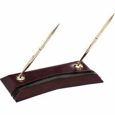Dacasso Double Pen Stand Leather - Burgundy - 1 Each
