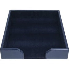 Dacasso Desk Tray with Lid Blue - Leather - 1 Each