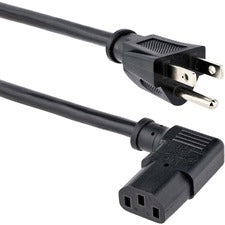 StarTech.com 6ft Power Cord 5-15P to Right Angle C13 For Desktop Computer, Monitor, Scanner, Printer - 125 V AC / 10 A - Black - 6 ft Cord Length - NEMA 5-15P / IEC 60320 C13 - 1 Each