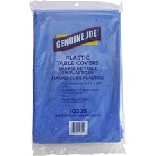 Genuine Joe Plastic Rectangular Table Covers 108" Length x 54" Width - Plastic - Blue - 6 / Pack