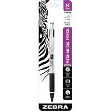 Zebra STEEL 3 Series M-301 Mechanical Pencil 0.5 mm Lead - Refillable - Silver Stainless Steel, Black Barrel - 1 Each