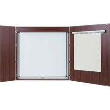 MasterVision 2-door Cherry Conference Cabinet 48" Board Height x 48" Board Width - Porcelain Steel Surface - Cherry Wood Frame - 1 Each