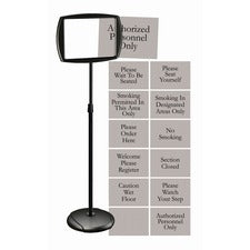 MasterVision Interchangeable Floor Pedestal Sign Print/Message "Please Wait To Be Seated" , "Authorized Personnel Only" , "Please Watch Your Step" , "Please Seat Yourself" , "Smoking In Designated Areas Only" , "Smoking Permitted In This Area Only" , "Wel