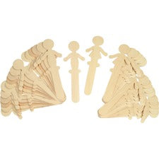 Creativity Street People Shaped Wood Craft Sticks 2" Height x 5.38" Length - Natural - Wood - 36 / Pack