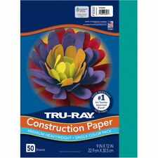 Tru-Ray Construction Paper 12" Width x 9" Length - 76 lb Basis Weight - Turquoise - Sulphite - 50 / Pack