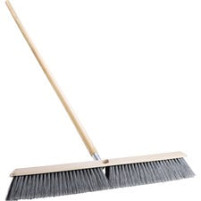 Genuine Joe Heavy-duty Floor Sweep with Handle 24" Polypropylene Bristle - 60" Handle Length x 1.25" Handle Diameter - Hardwood Handle - 1 Each