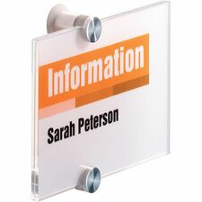 DURABLE Crystal Standoff Interior Wall Sign 5.9" Width x 4.1" Height x 0.9" Depth - Rectangular Shape - Wall Mountable - Indoor - Acrylic - Clear - 1 Each