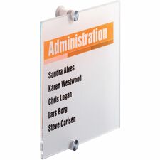 DURABLE Crystal Standoff Interior Wall Sign 5.9" Width x 5.9" Height x 0.9" Depth - Square Shape - Wall Mountable - Indoor - Acrylic - Clear - 1 Each