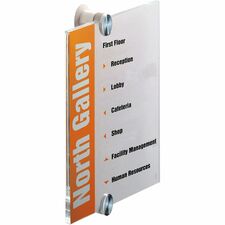 DURABLE Crystal Standoff Interior Wall Sign 8.3" Width x 8.3" Height x 0.9" Depth - Square Shape - Wall Mountable - Indoor - Acrylic - Clear - 1 Each
