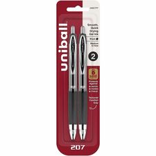 uniball&#8482; 207 Gel Pen 0.7 mm Medium Pen Point - Refillable - Retractable - Black Ink - Gel-based - 2 / Pack
