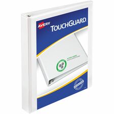 Avery&reg; TouchGuard View 3 Ring Binder 1" Binder Capacity - Letter - 8 1/2" x 11" Sheet Size - 250 Sheet Capacity - 250 x 1" Ring(s) - Fastener(s): Slant Ring - Pocket(s): 4, Internal - Polypropylene - White - Adhesive, Antimicrobial, Durable, Heavy Dut