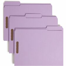 Smead 1/3 Tab Cut Letter Recycled Fastener Folder 8 1/2" x 11" - 3/4" Expansion - 2 x 2K Fastener(s) - 2" Fastener Capacity - Top Tab Location - Assorted Tab Position - 11 pt. - 2 Plys - Lavender - 10% Recycled - 50 / Box