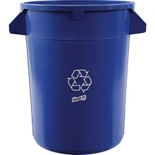 Genuine Joe Heavy-Duty Trash Container 32 gal Capacity - Side Handle, Venting Channel - Plastic - Blue - 1 Each
