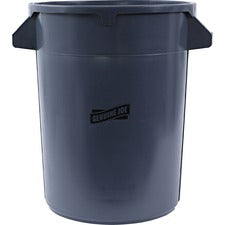 Genuine Joe Heavy-Duty Trash Container 32 gal Capacity - Side Handle, Venting Channel - Plastic - Gray - 1 Each
