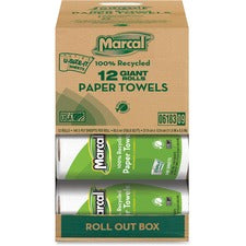 Marcal Giant Paper Towel in a Roll Out Carton 2 Ply - 140 Sheets/Roll - White - Paper - 12 / Carton