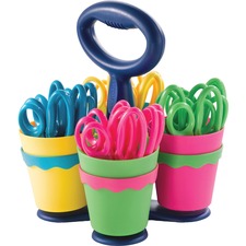 Westcott Teachers Scissors Caddy with 24 pieces of 14606 Blunt 5" Overall Length - Left/Right - Stainless Steel - Blunted Tip - Assorted - 1 Each