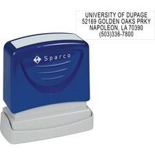 Sparco Return Address Stamp Custom Message Stamp - 0.50" Impression Width x 1.63" Impression Length - Blue - 1 Each