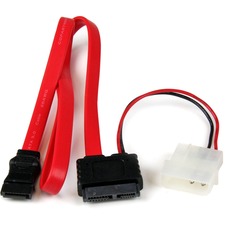 StarTech.com 20in Slimline SATA Male to SATA Cable For Optical Drive - Red - 1.67 ft Cord Length - LP4 / SATA, SATA - 1 Each