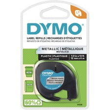 Dymo LetraTag Label Maker Tape Cartridge 1/2" Width - Direct Thermal - Silver - 1 Each