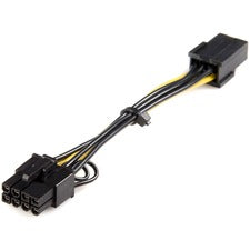 StarTech.com Power Adapter Cable - PCI Express - 6 Pin - 8 Pin - PCIe For PCI Express Card - Yellow - 6.10" Cord Length - PCI-E / PCI-E - 1 Each