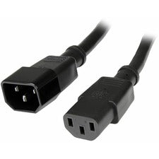 StarTech.com Power Extension Cable For Desktop Computer, UPS, PDU, Server, Printer - 125 V AC / 10 A - Black - 1 ft Cord Length - IEC 60320 C14 / IEC 320-C13 - 1 Each