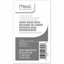 Mead Memo Book Refill Pages 80 Sheets - 3 3/4" x 6 3/4" Sheet Size - White Paper - Assorted Cover - 1 Each
