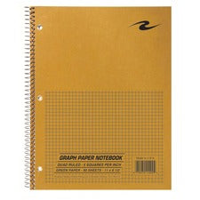 Roaring Spring 5x5 Graph Ruled Spiral Lab Notebook 80 Sheets - 160 Pages - Printed - Spiral Bound - Both Side Ruling Surface - 3 Hole(s) - 15 lb Basis Weight - 56 g/m&#178; Grammage - 11" x 8 1/2" Sheet Size - 0.30" Height x 8.5" Width x 11" Length - Gree