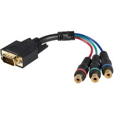 StarTech.com HD15 to Component RCA Breakout Cable Adapter - M/F 6" RCA/VGA Video Cable for Monitor, Video Device - First End: 1 x 15-pin HD-15 - Male - Second End: 3 x RCA Video - Female - Fan-out Cable - Black - 1 Each