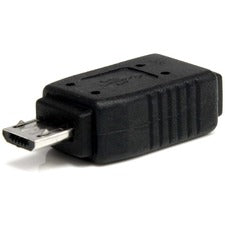 StarTech.com USB 2.0 Adapter - Micro USB (M) - Mini USB (F) - USB 2.0 -Adapter 1 x 5-pin Micro Type B USB 2.0 USB Male - 1 x 5-pin Mini Type B USB 2.0 Mini USB Female - Nickel Connector - Black - 1 Each
