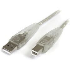 StarTech.com 10 ft Transparent USB 2.0 Cable - A to B 10 ft USB/USB-B Data Transfer Cable for Peripheral Device, Printer, PC, MAC - First End: 1 x 4-pin USB 2.0 Type A - Male - Second End: 1 x 4-pin USB 2.0 Type B - Male - 480 Mbit/s - 24/28 AWG - Transpa