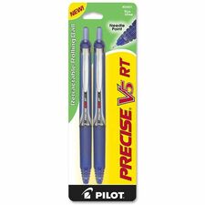 Pilot Precise V5 RT Extra-Fine Premium Retractable Rolling Ball Pens 0.5 mm Extra Fine Needle Pen Point - Refillable - Retractable - Blue Ink - Blue Barrel - 2 / Pack
