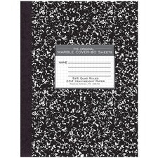 Roaring Spring Black Marble Composition Book 80 Sheets - 160 Pages - Printed - Sewn/Tapebound - Both Side Ruling Surface - 20 lb Basis Weight - 10 1/4" x 7 7/8" Sheet Size - 0.50" Height x 7.9" Width x 10.3" Length - White Paper - Black Binding - Black Ma