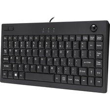 Adesso Mini Trackball Keyboard Cable Connectivity - USB Interface - 87 Key(s) - Windows Key Hot Key(s) - Windows Vista, Windows XP, Windows 10, Windows 8, Windows 7, Windows 2000 - English (US) - Computer, Kiosk - Trackball - PC - Membrane Keyswitch - Bla