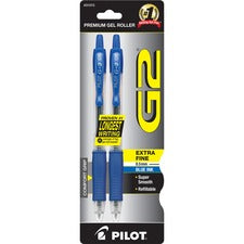 Pilot G2 Retractable Gel Ink Rollerball Pens 0.5 mm Fine Pen Point - Refillable - Retractable - Blue Ink - Gel-based - 2 / Pack