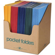 Roaring Spring Letter Pocket Folder 8 1/2" x 11" - 50 Sheets Capacity - 2 Internal Pocket(s) - 11 pt. - Paper - Assorted - Heavy Duty, Heavyweight - 100 / Carton