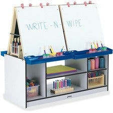 Jonti-Craft Rainbow Accents 4 Station Art Center Freckled Gray, Black Stand - Floor Standing - Assembly Required - 1 Each