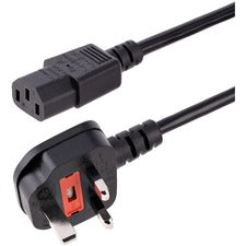 StarTech.com 6 ft Standard UK Computer Power Cord For Desktop Computer, Monitor, Printer - 250 V AC / 10 A - Black - 6 ft Cord Length - BS 1363 / IEC 60320 C13 - 1 Each