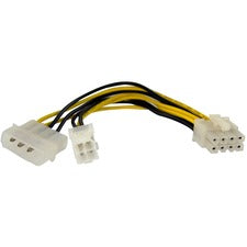 StarTech.com 6in 4 Pin to 8 Pin EPS Power Adapter with LP4 F/M For Motherboard - 12 V DC - 6" Cord Length - ATX / EPS, LP4 - 1