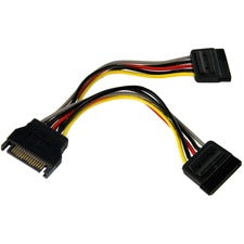 StarTech.com 6in SATA Power Y Splitter Cable Adapter For Disk Drive - 6" Cord Length - SATA / SATA - 1 Each