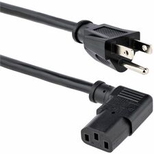 StarTech.com Right Angle Standard Computer Power Cord For Computer, Printer, Scanner, Monitor - 125 V AC / 10 A - Black - 10 ft Cord Length - NEMA 5-15P / IEC 60320 C13 - 1 Each