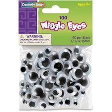 Creativity Street 100-piece Assorted Size Wiggle Eyes Drawing, Project, Photo, Pet Rock - 100 Piece(s) - Black - 100 / Pack